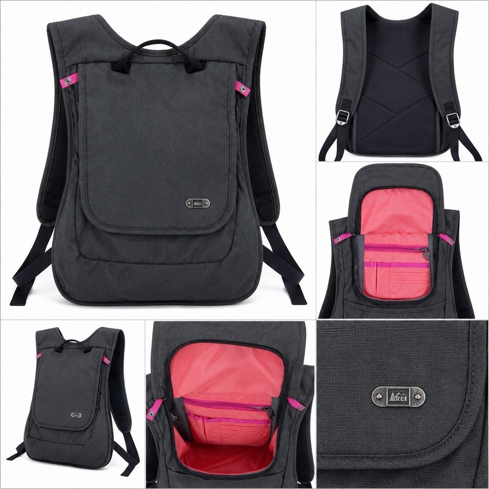 REI Co-op Mini Backpack Black Pink Travel Daypack Organizer Lightweight Bag